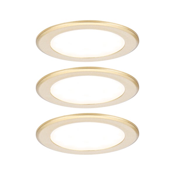LED Möbeleinbauleuchten 3er-Set rund 65mm 3x2,5W 3x180lm 230/12V 3000K Gold matt