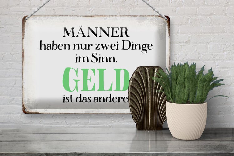 Blechschild Spruch 30x20cm Männer haben 2 Dinge im Sinn