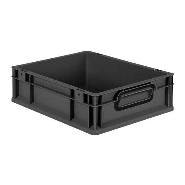 Eurobox NextGen Color, HxBxT 12x30x40cm, 11 Liter, Griffe schwarz geschlossen, Schwarz, Eurobehälter, Transportbox, Transportbehälter, Stapelbehälter