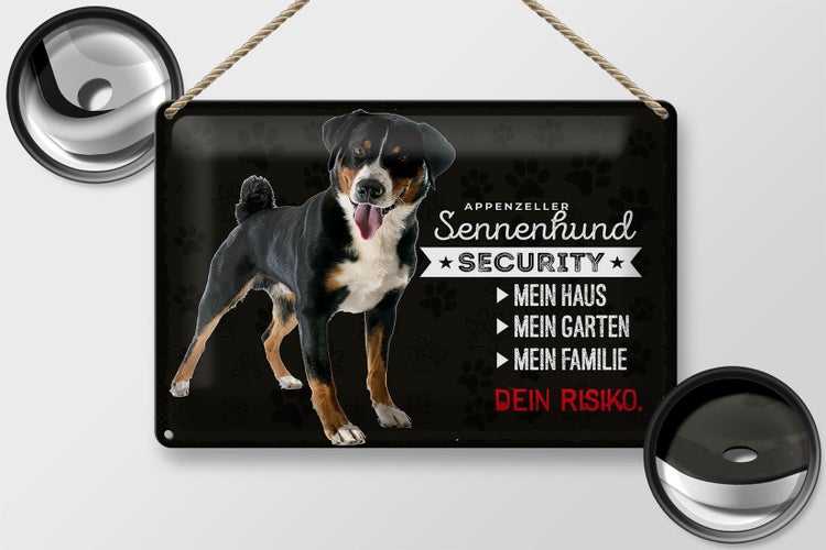Blechschild Spruch 30x20cm Sennenhund Security mein Haus