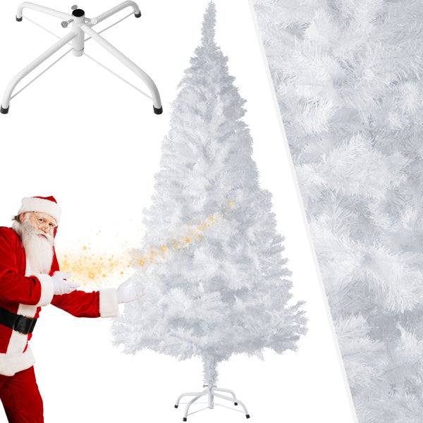 Weißer künstlicher Weihnachtsbaum mit Ständer und weihnachtlicher Dekoration