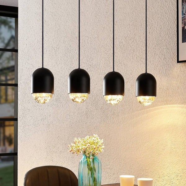 Lucande Pendelleuchte Amielle (Modern) in Schwarz aus Metall (4 flammig, GU10) - Deckenlampe Esstischlampe Hängelampe Hängeleuchte Wohnzimmerleuchte
