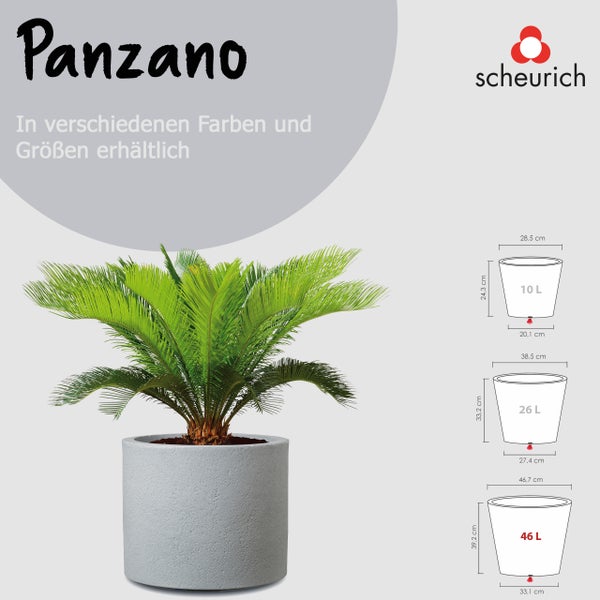 Scheurich Panzano 50, Pflanzgefäß/Blumentopf/Pflanzkübel, rund,  aus Kunststoff Farbe: Stony Grey, 48 cm Durchmesser, 40,3 cm hoch, 68 l Vol.