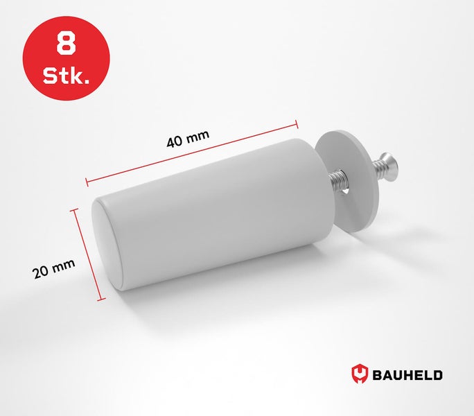 Abstandshalter mit Schraube, 40 Millimeter Länge, 20 Millimeter Durchmesser, 8 Stück