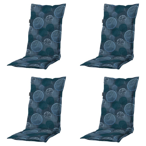 Hochlehnerauflage Circle blau - Ca. 123x50 cm - 4er-Set