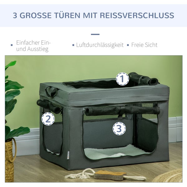 PawHut Hundetasche, 60L x 42B x 42H cm, Oxford-Polyester, Stahl, Grau
