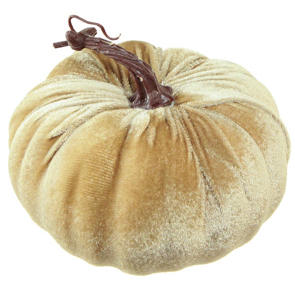 Dekokürbis aus Samtstoff als Herbstdekoration für den Innenbereich