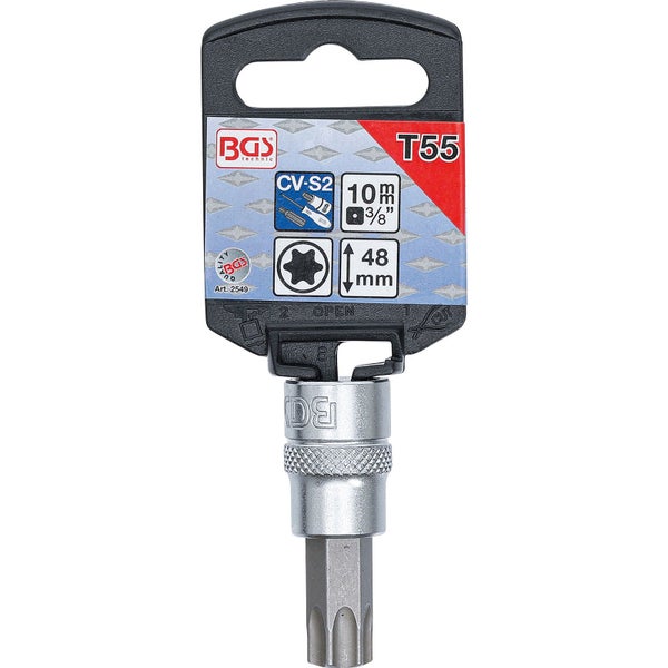 BGS Bit-Einsatz Antrieb Innenvierkant 10 mm (3/8) T-Profil (für Torx) T55 - 2549