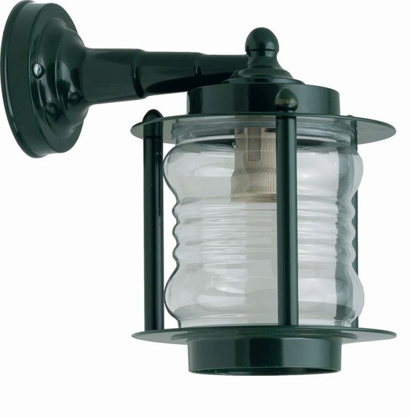 Grüne Außenwandleuchte mit Glasabdeckung