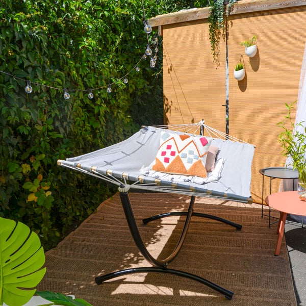 AMANKA Doppel Hängematte mit Gestell - 200x120 Garten Hängeliege  Outdoor Hängemattengestell Metall