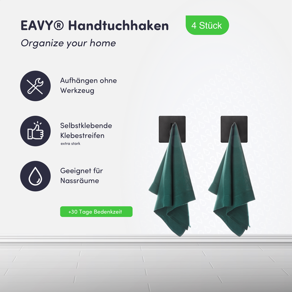 EAVY Handtuchhaken im Viererpack zur Organisation des Zuhauses