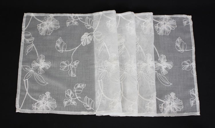 FRANK FLECHTWAREN | Tischläufer Blütenweiß, POLYESTER, 40 x 140 cm