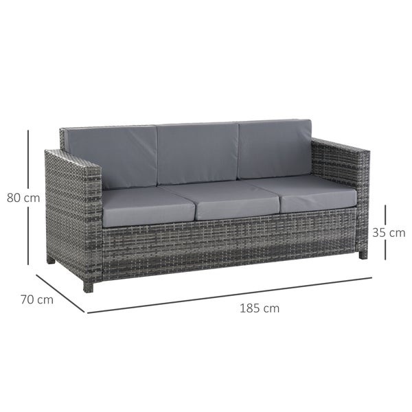 Nahaufnahme eines Gartensofas mit PE Rattan Weide Flechtmuster
