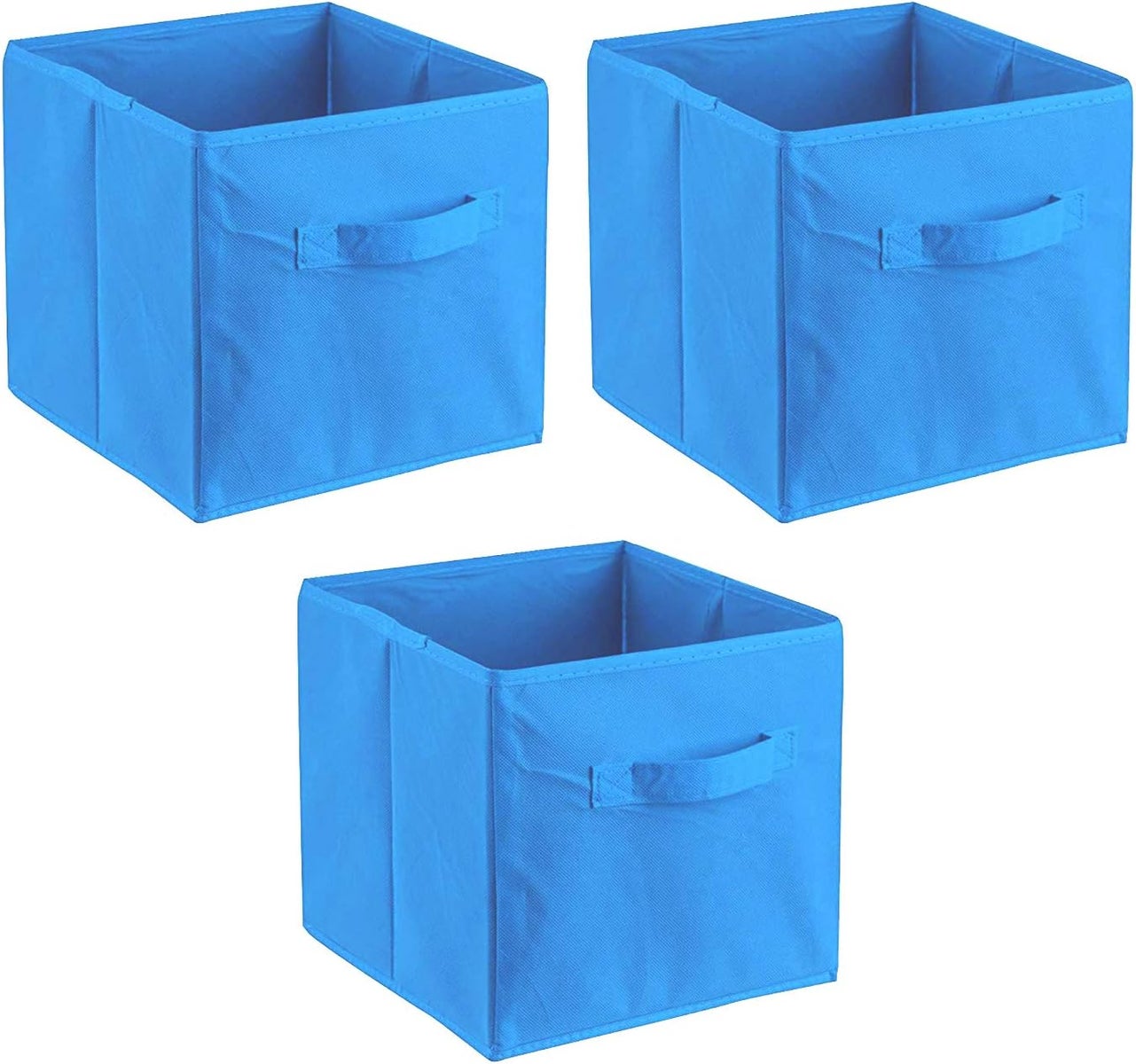 ADOB 3er Set Faltbox, Aufbewahrungsbox, Aufbewahrungskiste in Würfelform mit Griff, Farbe Hellblau