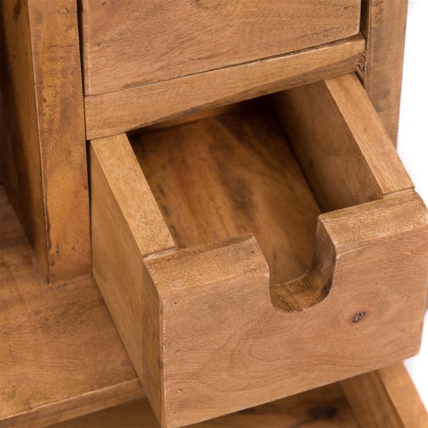 Organizer Case Mahagoni Massivholz, klappbarer Deckel naturfarben