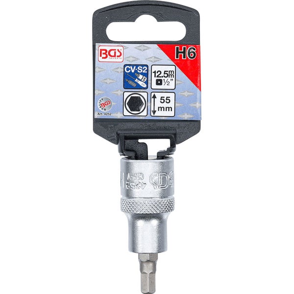 BGS Technic Steckschlüssel-Einsatz H6, 12.5 Millimeter, 1/2 Zoll