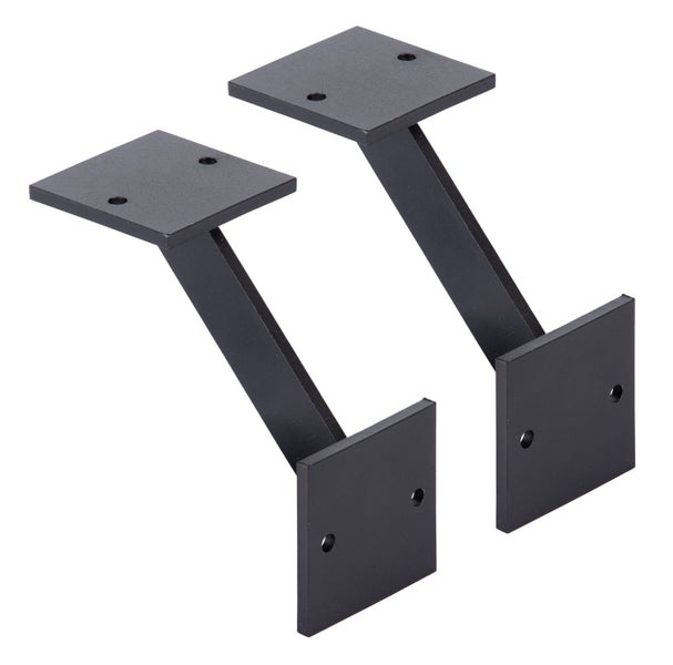 Zwei schwarze Handlaufhalter aus Metall zur Wandmontage
