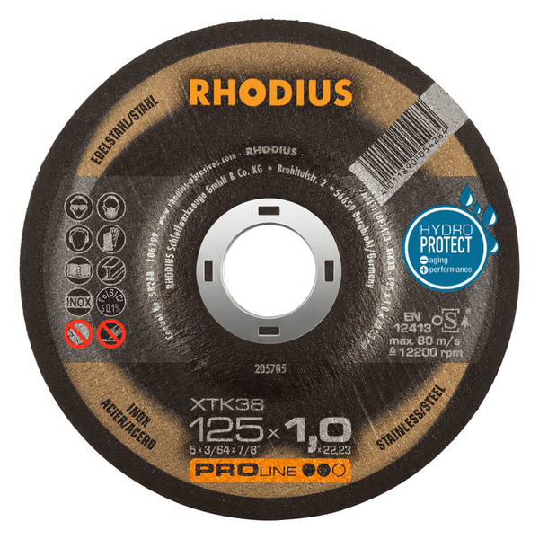 RHODIUS Trennscheibe XTK38, 25 Stück, 230 x 1,9 x 22,23 mm für Edelstahl, Stahl, Metall, PROline