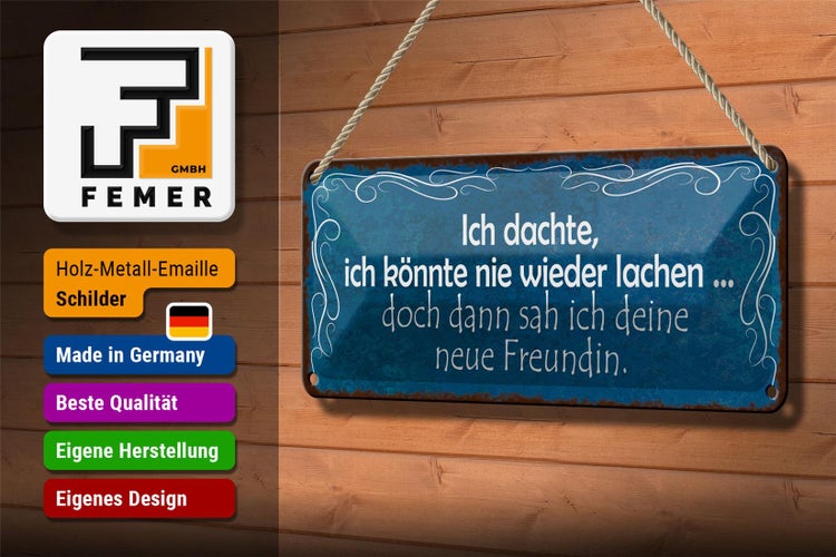 Blechschild Spruch 27x10cm Freundin ich kann wieder lachen Dekoration