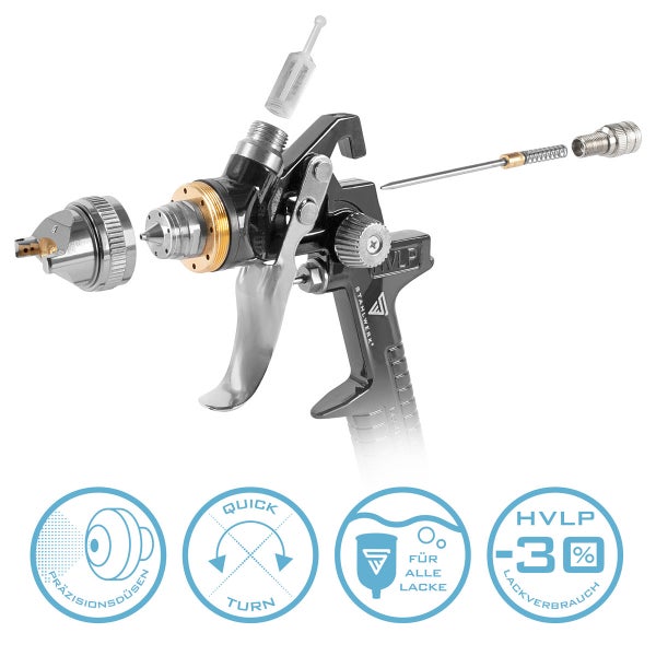 STAHLWERK HVLP Lackierpistolen Set SGS-1125 ST 21 Teile 3 Lackierpistolen