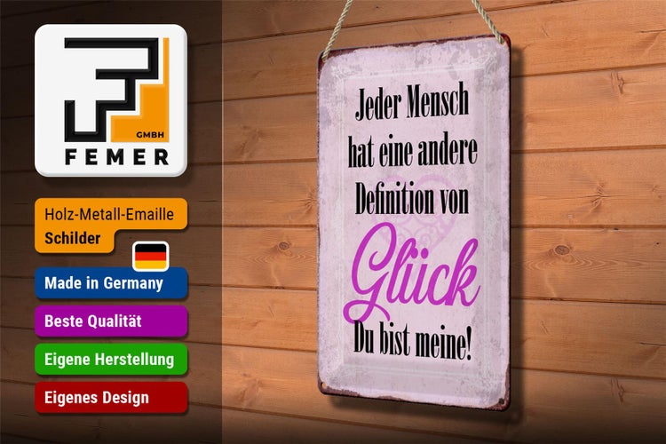 Blechschild Spruch 20x30cm Glück du bis meine Schild