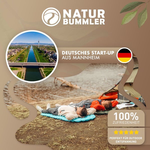 Naturbummler ® Camping Isomatte Outdoor 195 x 56 cm [Co2-Neutral] inkl. Tragetasche – in Sekunden aufgepumpt – Isomatte Camping Luftmatratze Camping Isomatte