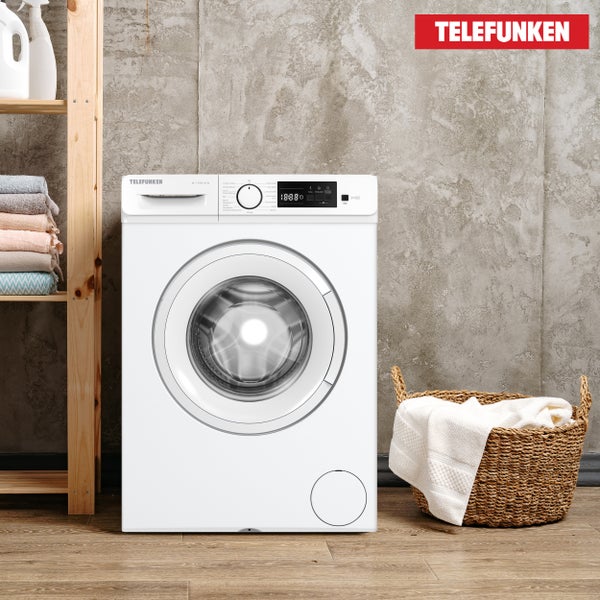 Telefunken Waschmaschine 7kg Frontlader 1200 U/Min. Inverter Motor AquaStop Schontrommel W-7-1200-B-W weiß
