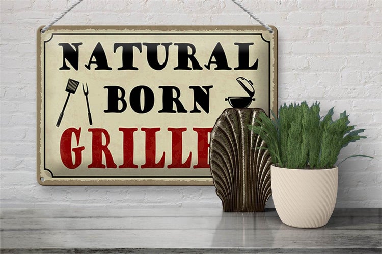 Blechschild Spruch 30x20cm natural born Griller Grillen