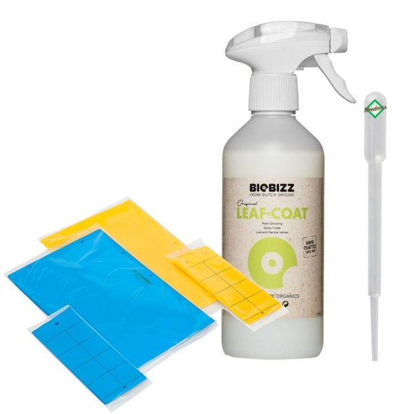 Präventives Anti-Schädlings-Set Small – Umfassender Pflanzenschutz mit Sprühflasche, Biobizz Leafcoat, Gelb- und Blautafeln gegen Spinnmilben, Thripse & Trauermücken