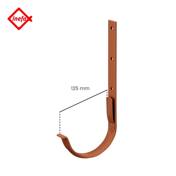 Inefa Rinnenhalter aus Metall für Dachrinnen mit 125 Millimeter Breite, Inefa Logo.