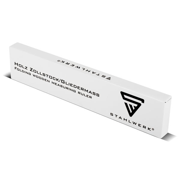 Stahlwerk Holz-Zollstock Gliedermassstab in weißer Produktverpackung.