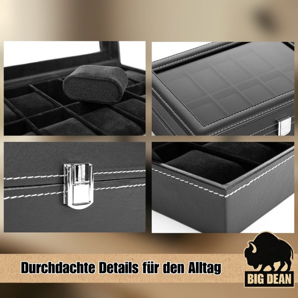 Frau liest in einem hellen Raum in einem Schaukelstuhl mit Holzrahmen und grauem Polster. Detailbilder zeigen weichen Schaumstoff und hautfreundlichen Stoff.