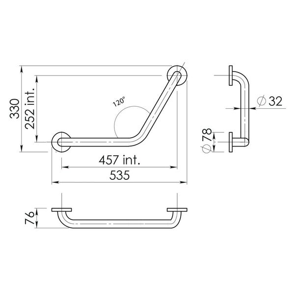 120° Winkel-Haltegriff aus Edelstahl 45cm | Loto