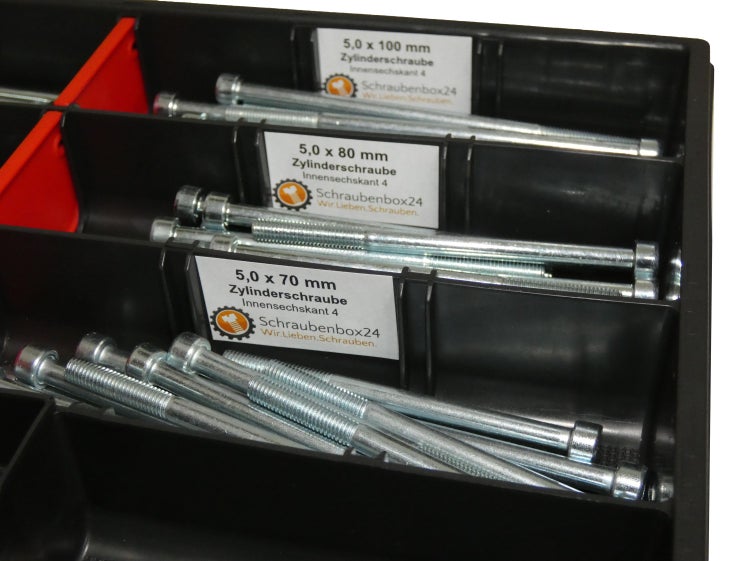 90 tlg Zylinderschrauben Sortiment  M5 // 65mm-100mm Schrauben Set Schraubenbox DIN 912/ISO4762 Bolzen Vollgewindeschrauben Maschinenschrauben Gewindeschrauben Zylinderkopfschrauben