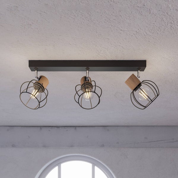 Envostar Deckenlampe Fence in Schwarz aus Metall (3 flammig, E27) - Deckenleuchte Lampe Flurleuchte