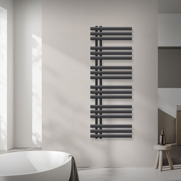 ECD Germany Iron EM Design Badheizkörper Elektrisch mit Heizstab 1200 W - 500 x 1400 mm - Anthrazit - Designheizkörper Paneelheizkörper Heizkörper Handtuchwärmer Handtuchtrockner