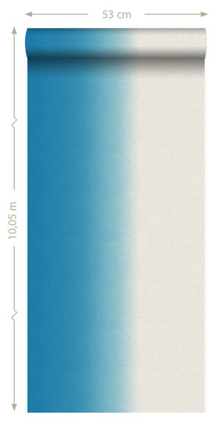Tapetenrolle mit Farbverlauf von Blau zu Weiß, 53 cm breit und 10,05 m lang