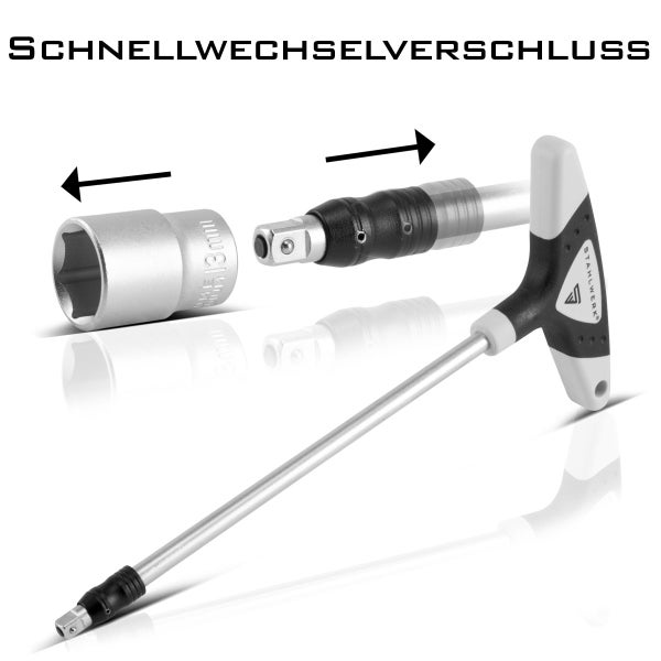 STAHLWERK Steckschlüssel-Satz 12-teilig aus Chrom-Vanadium Stahl mit T-Griff