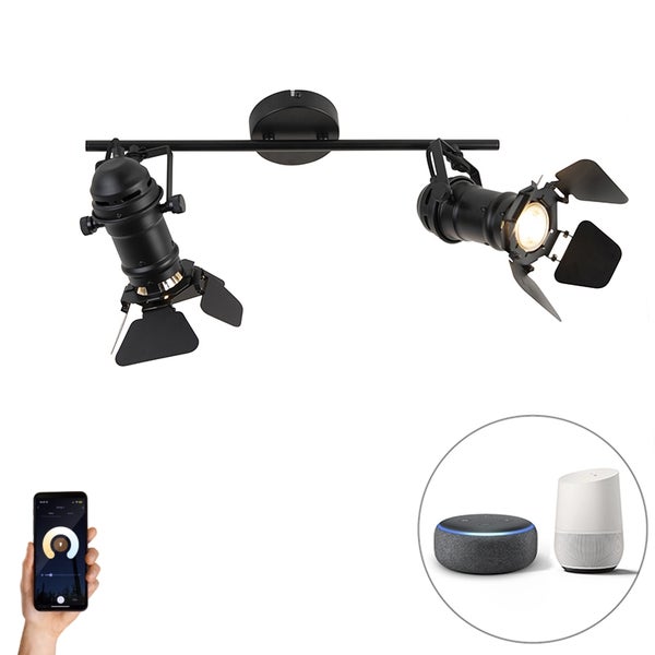 Smart Spot schwarz inkl. WiFi GU10 2-Lichter mit Klappen - Film