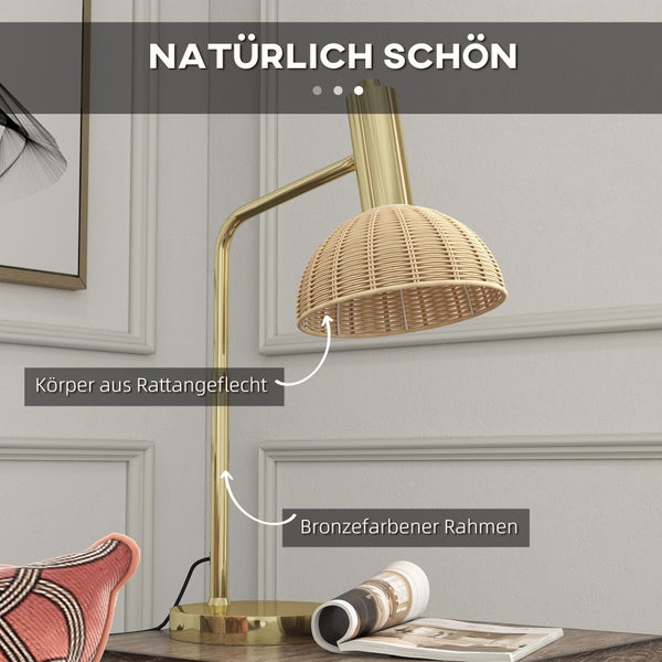 HOMCOM Tischleuchte, 18,5L x 35B x 51H cm, Eisen, Bronze