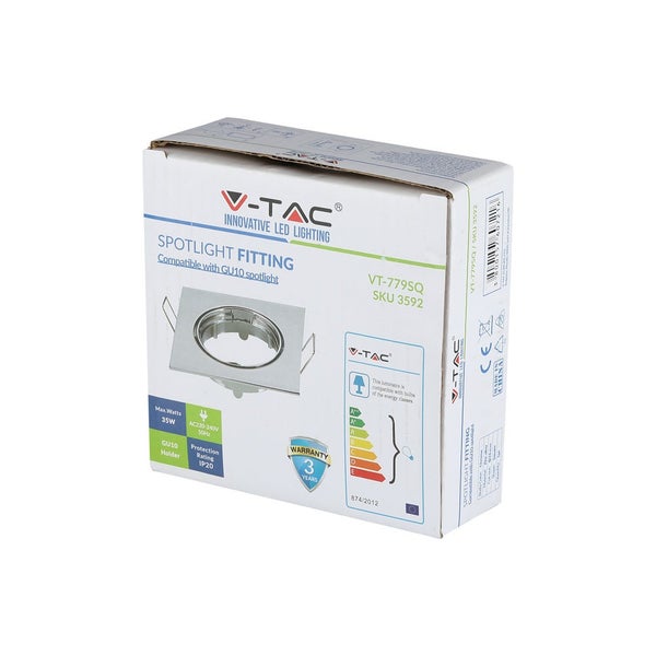 V-TAC VT-779-CH-SQ - GU10 LED-Strahler - Einbaustrahler - Chrom - IP20