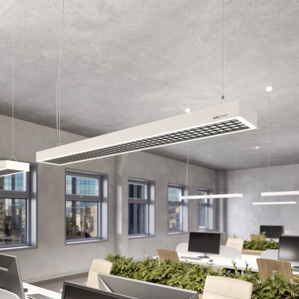 Arcchio LED Büroleuchte Susi (Modern) in Weiß aus Aluminium (2 flammig, ) - Bürolampe Arbeitsplatzlampe Hängeleuchte Pendelleuchte Deckenleuchte Arbeitszimmerleuchte