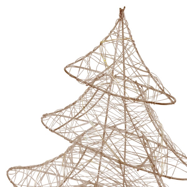ECD Germany LED Deko Baum Weihnachten mit 30 warmweißen LEDs, 40 cm hoch, Metall, Gold, Weihnachtsbaum mit Beleuchtung & Timer, Innen, batteriebetrieben, Lichterbaum Tanne stehend Weihnachtsdeko