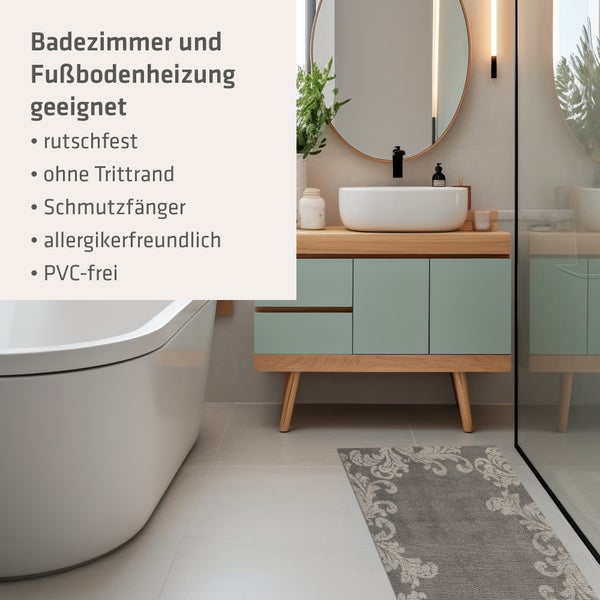 Akzente Feel Badematte mit Motiv in Grau Fußmatte 70 x 100 cm, rutschfest, saugfähig