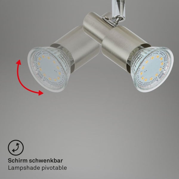 LED Deckenleuchte Spotleuchte dreh-& schwenkbar 4xGU10 12W Matt-Nickel Briloner