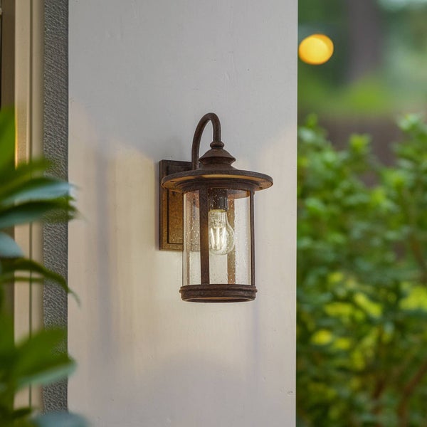 Lindby Wandleuchte außen (Laterne) Zayn (Retro, Vintage Antik) in Braun aus Aluminium (1 flammig E27) - Außenwandleuchten Wandlampe Led Außenlampe Outdoor für Außenwand/Hauswand Haus