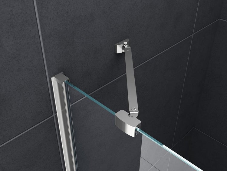 Detail einer Duschkabine mit stabilisierendem Arm