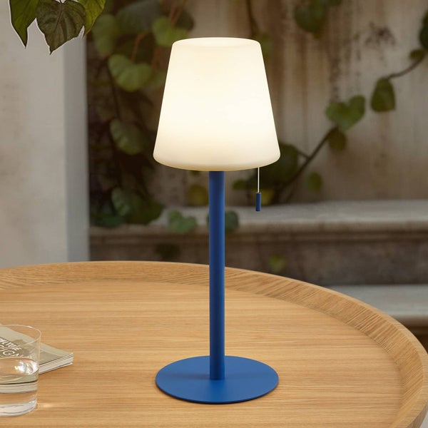 Lindby LED Akkutischlampe höhenverstellbar, Lichtfarbe 3-stufig einstellbar Akku Tischlampe kabellos aufladbare tragbare Tischleuchte Garten IP44