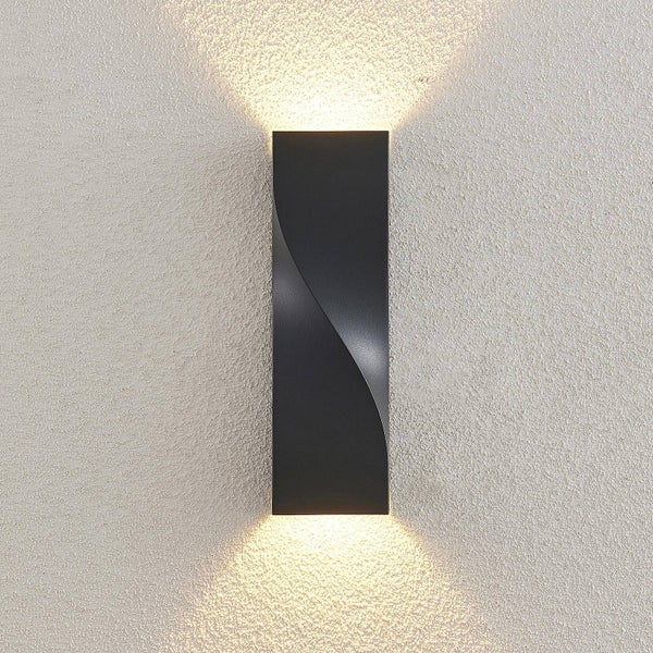 Lucande LED Wandleuchte außen Tibelya (Modern) in Schwarz aus Aluminium (1 flammig, ) - Außenwandleuchten Wandlampe Led Außenlampe Outdoor für Außenwand/Hauswand Haus Terrasse &