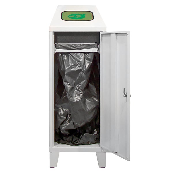 PROREGAL Recycling Abfallsammler mit Abfallsackhalterung Solo HxBxT 122 x 40 x 45 cm 1x 120 Liter Lichtgrau